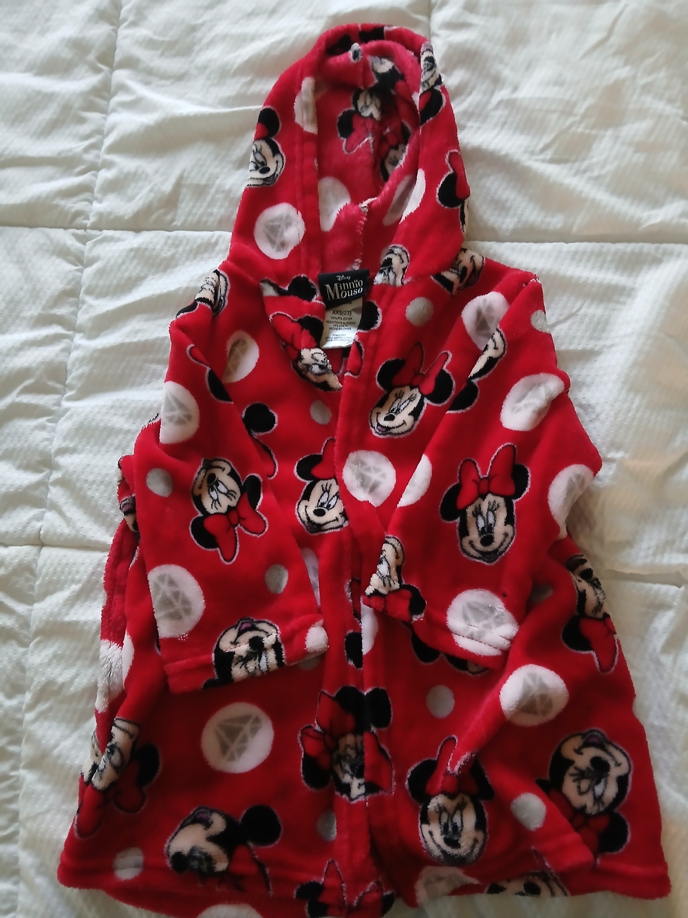 Disney Minnie Mouse Red Hooded Plush Robe
